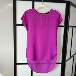 H & M Bright Purple Fuchsia Sheer Sleeveless Hi Low Blouse Women